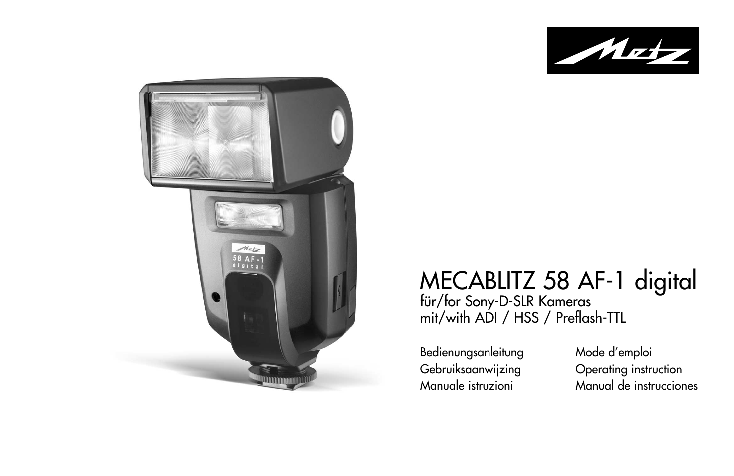 Metz MECABLITZ 58 AF-1 digital Sony User Manual | 182 pages