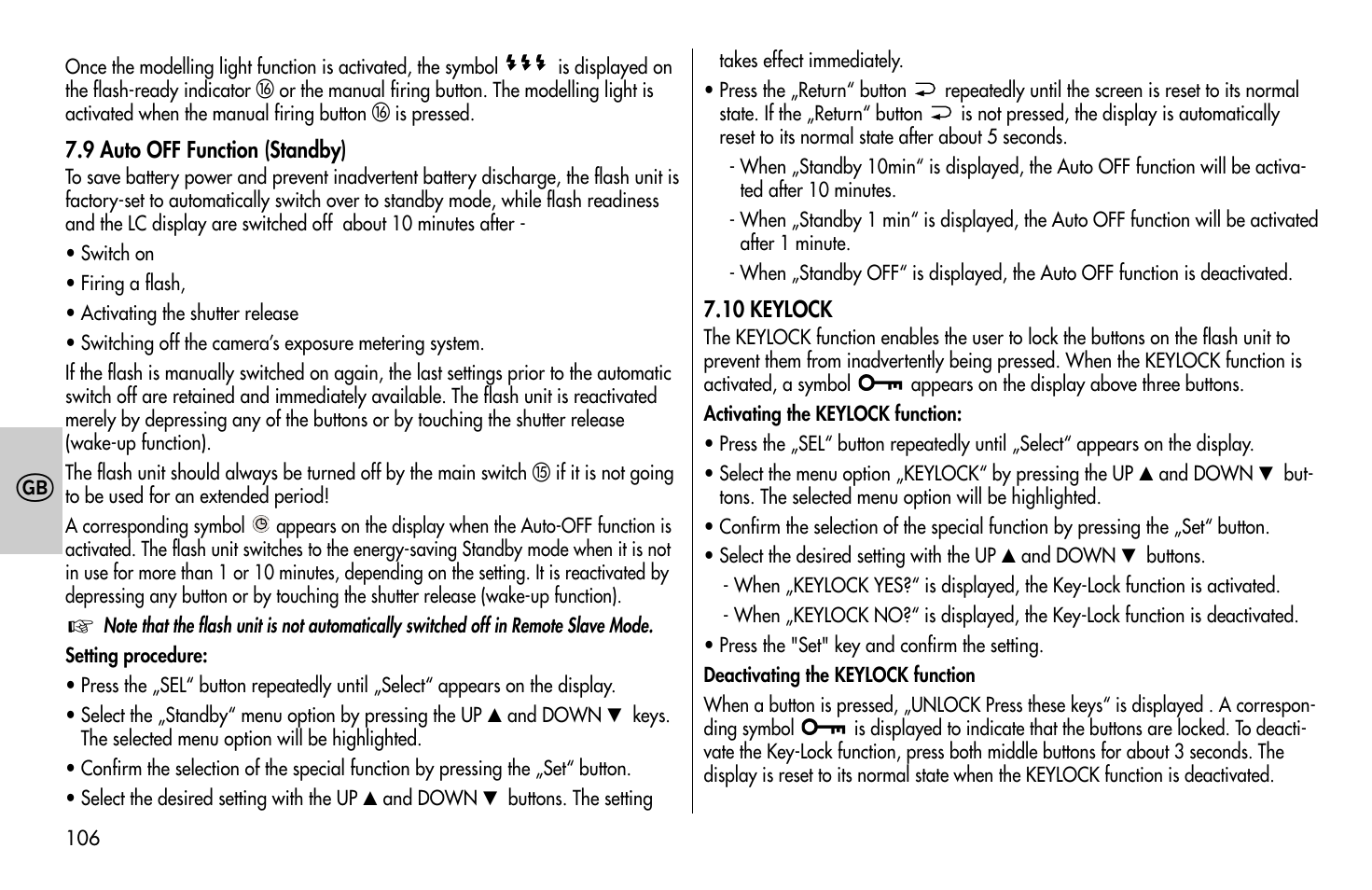 Metz MECABLITZ 58 AF-1 digital Sony User Manual | Page 106 / 182