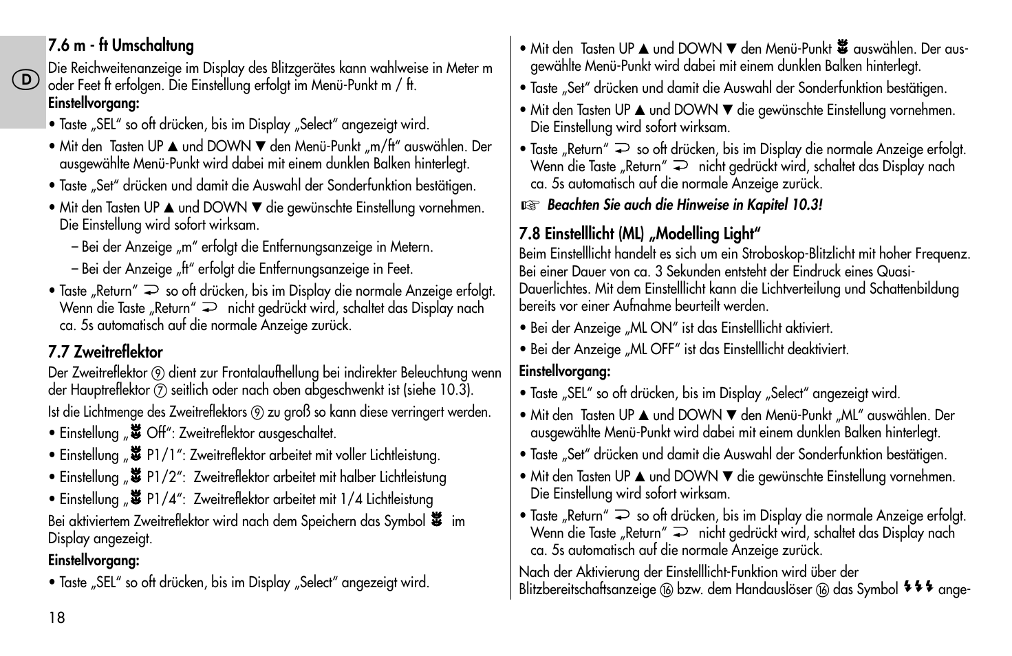 Metz MECABLITZ 58 AF-1 digital Sony User Manual | Page 18 / 182