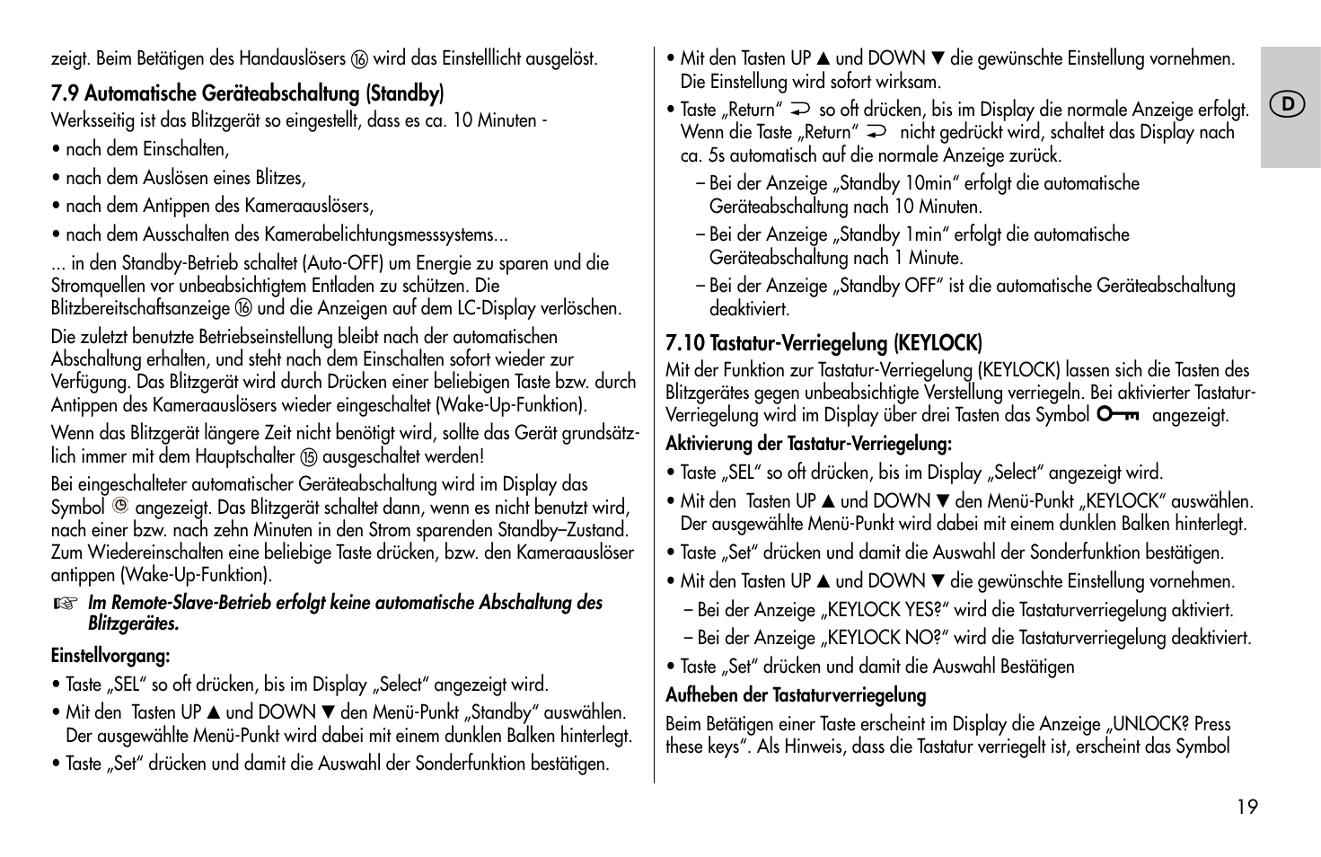 Metz MECABLITZ 58 AF-1 digital Sony User Manual | Page 19 / 182