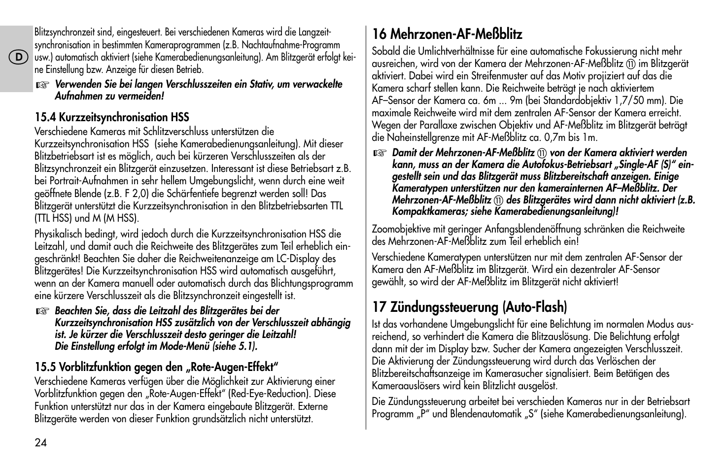Metz MECABLITZ 58 AF-1 digital Sony User Manual | Page 24 / 182