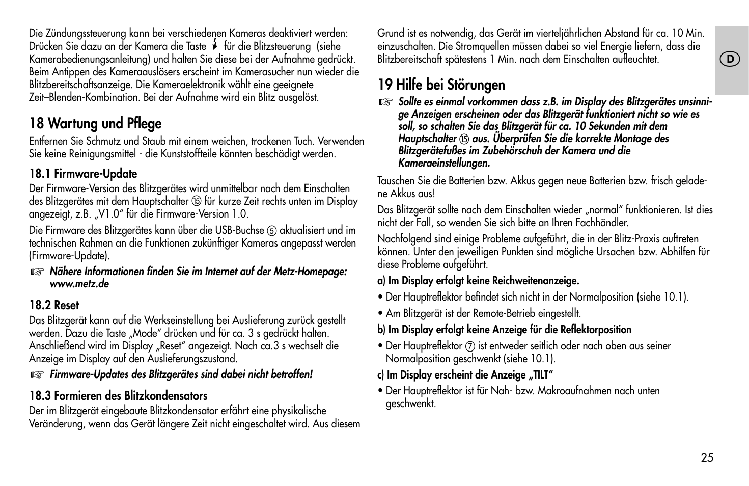Metz MECABLITZ 58 AF-1 digital Sony User Manual | Page 25 / 182