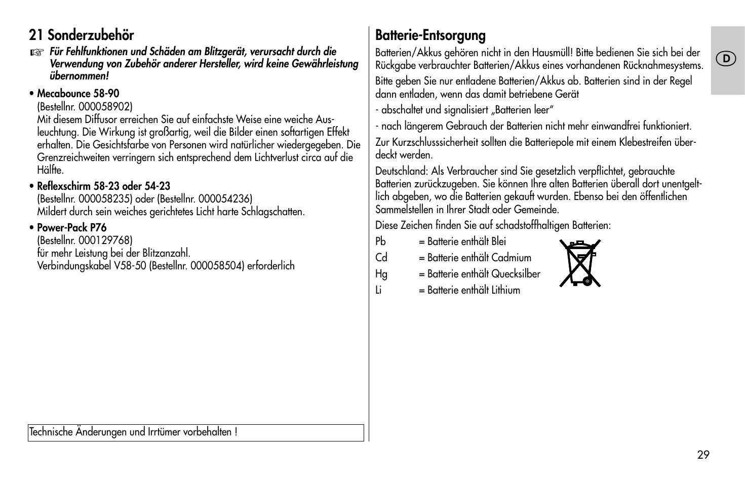 Metz MECABLITZ 58 AF-1 digital Sony User Manual | Page 29 / 182