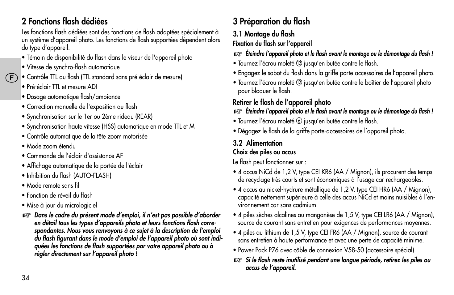 Metz MECABLITZ 58 AF-1 digital Sony User Manual | Page 34 / 182