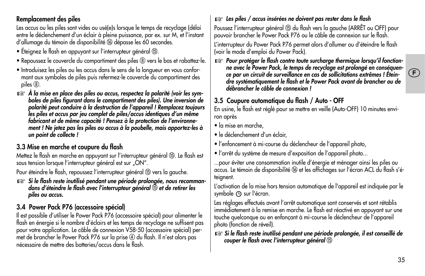 Metz MECABLITZ 58 AF-1 digital Sony User Manual | Page 35 / 182