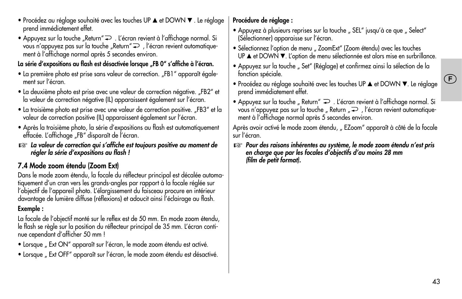Metz MECABLITZ 58 AF-1 digital Sony User Manual | Page 43 / 182