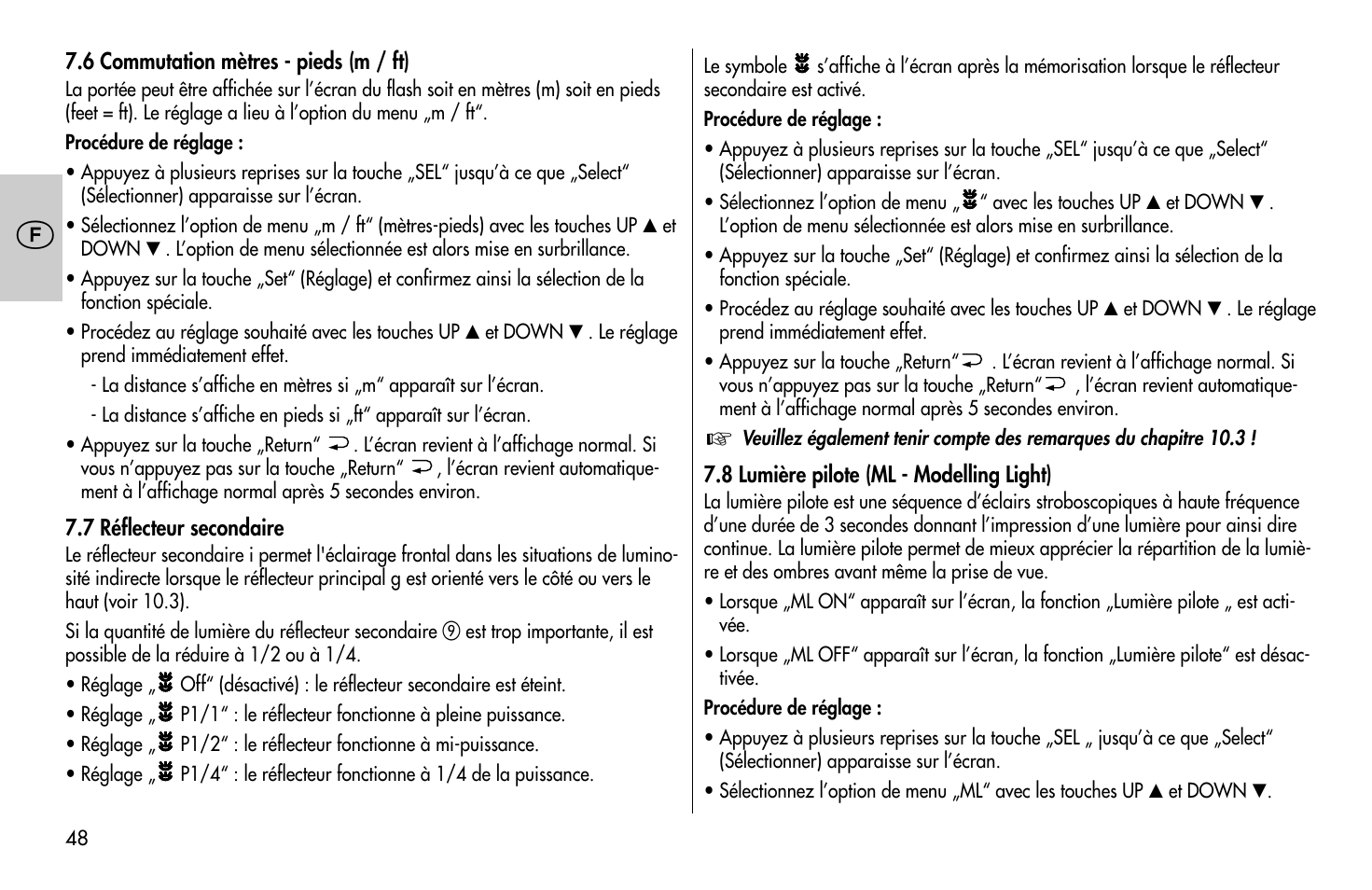 Metz MECABLITZ 58 AF-1 digital Sony User Manual | Page 48 / 182