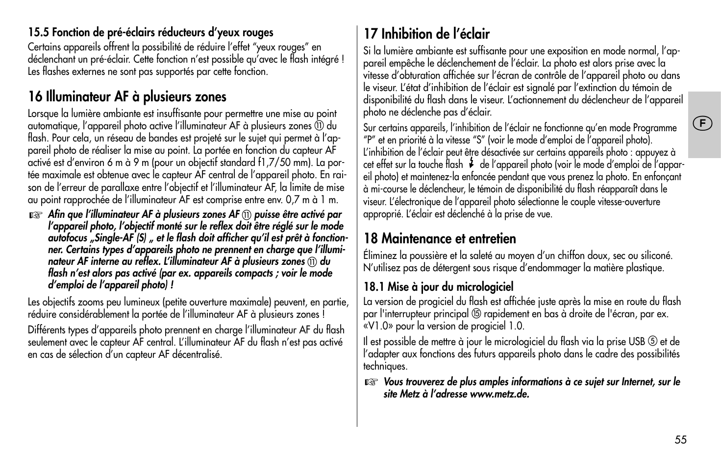 Metz MECABLITZ 58 AF-1 digital Sony User Manual | Page 55 / 182