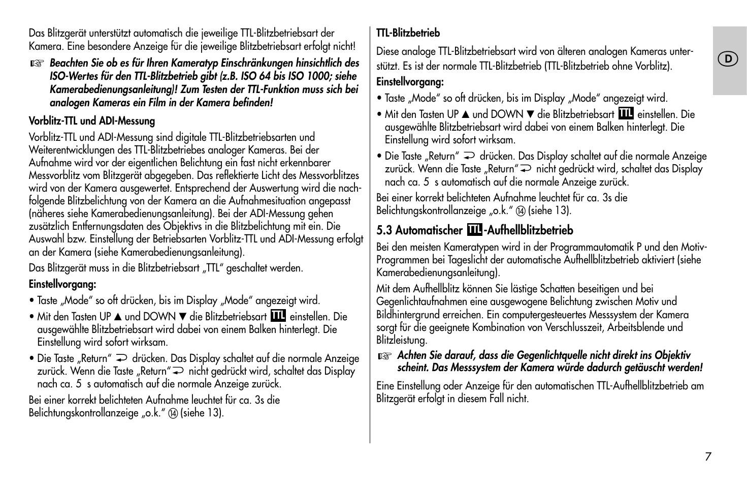 Metz MECABLITZ 58 AF-1 digital Sony User Manual | Page 7 / 182