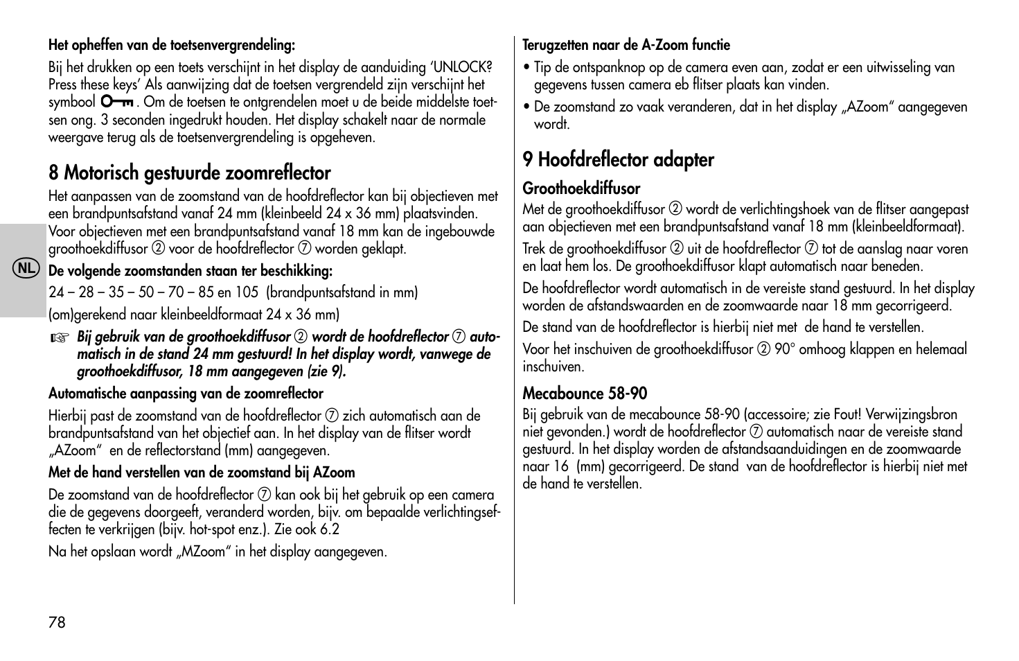 Metz MECABLITZ 58 AF-1 digital Sony User Manual | Page 78 / 182