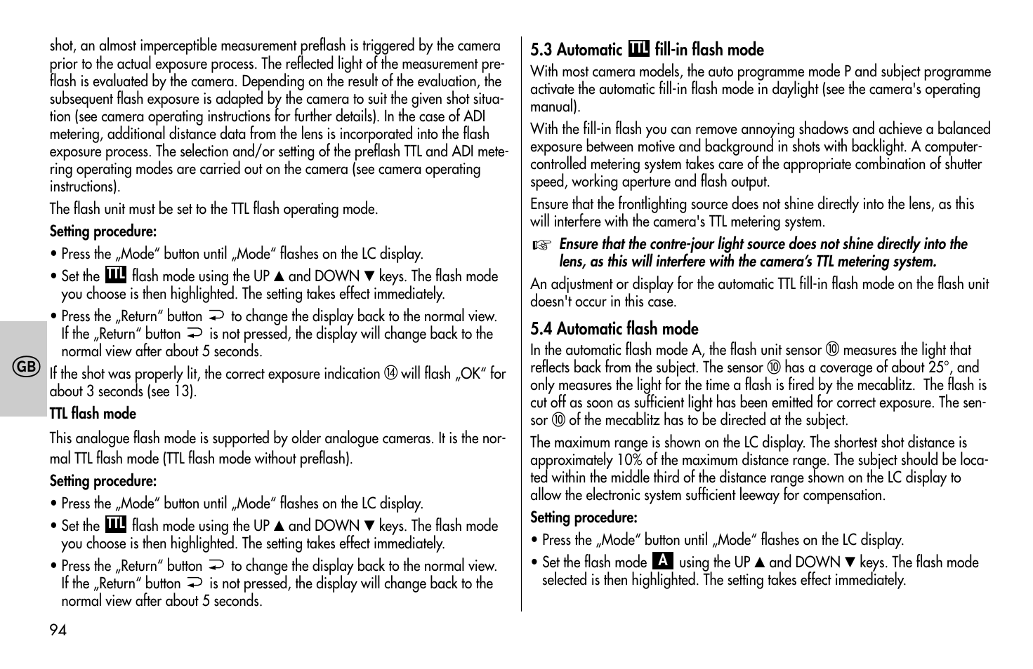 Metz MECABLITZ 58 AF-1 digital Sony User Manual | Page 94 / 182