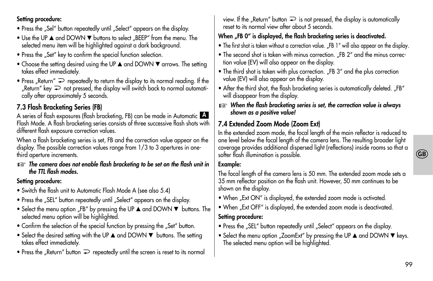 Metz MECABLITZ 58 AF-1 digital Sony User Manual | Page 99 / 182