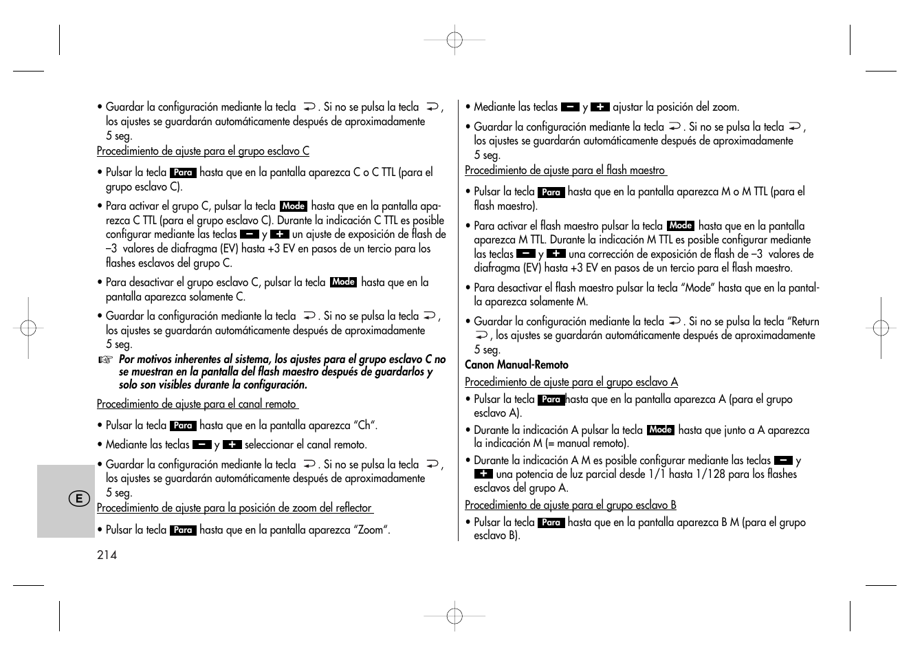 Metz MECABLITZ 58 AF-2 digital Canon User Manual | Page 214 / 230