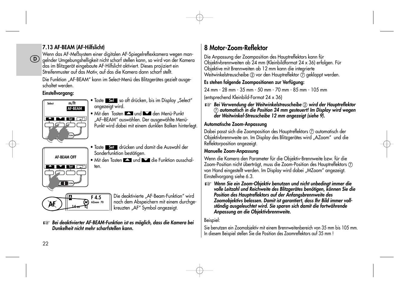 Metz MECABLITZ 58 AF-2 digital Canon User Manual | Page 22 / 230