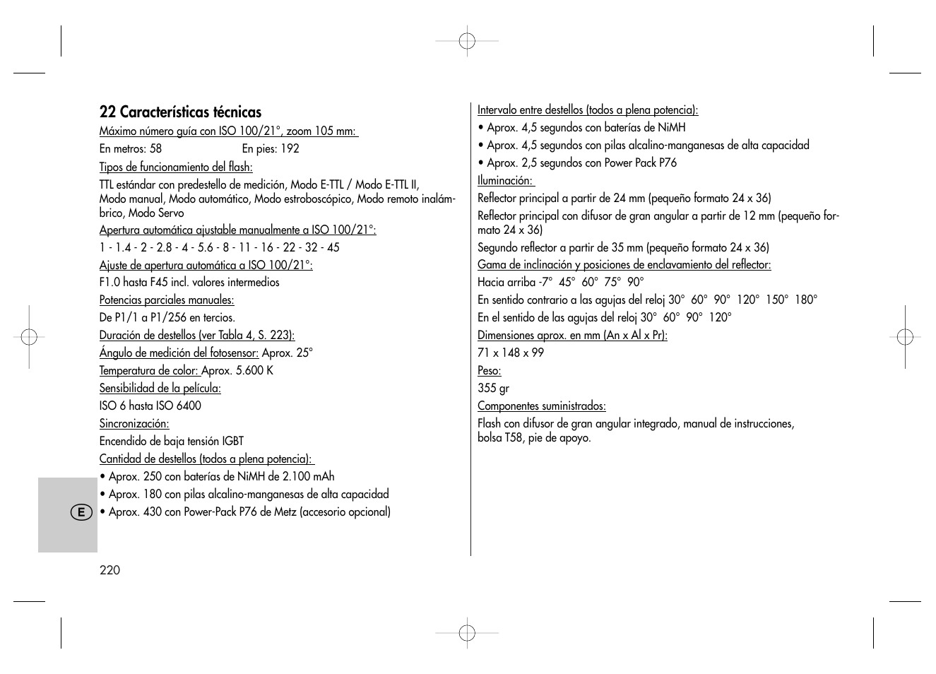 Metz MECABLITZ 58 AF-2 digital Canon User Manual | Page 220 / 230