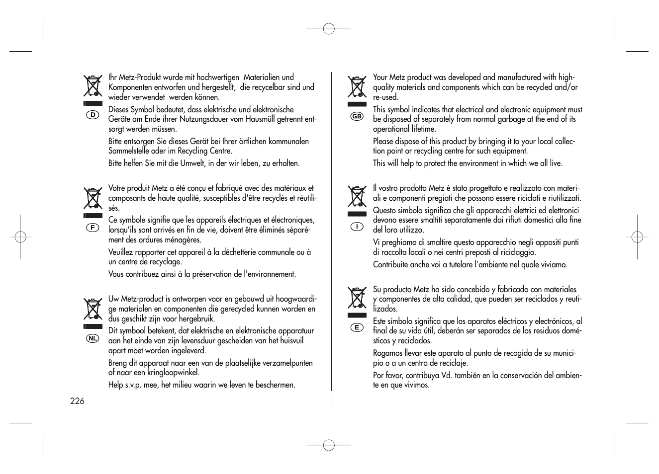 Metz MECABLITZ 58 AF-2 digital Canon User Manual | Page 226 / 230