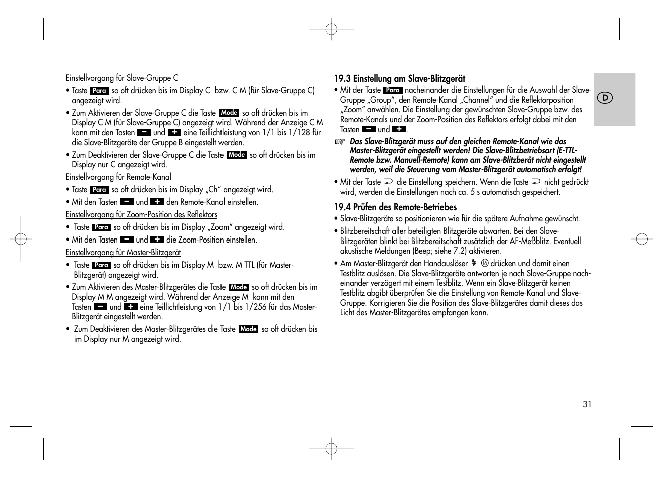 Metz MECABLITZ 58 AF-2 digital Canon User Manual | Page 31 / 230