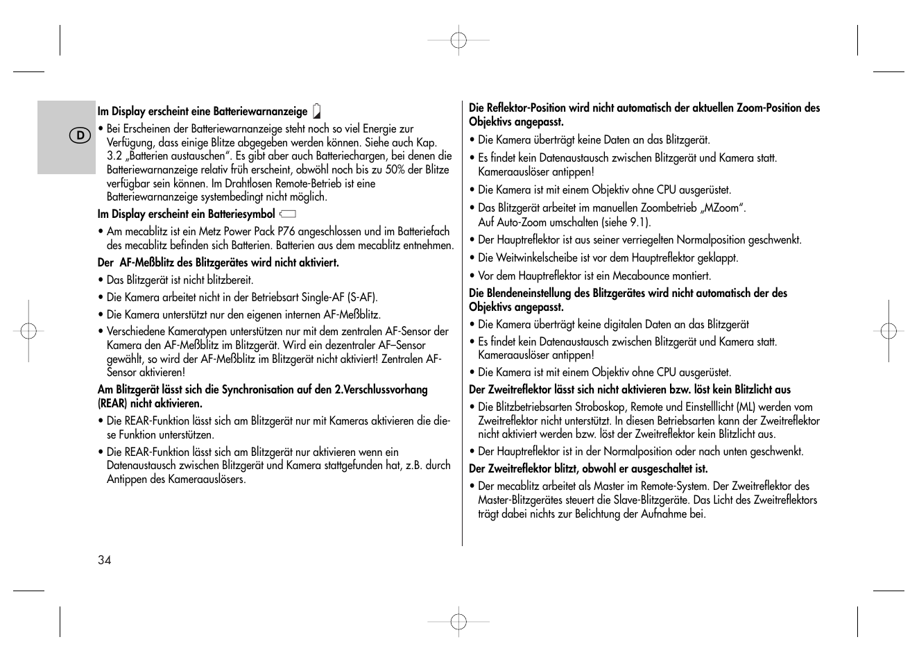 Metz MECABLITZ 58 AF-2 digital Canon User Manual | Page 34 / 230