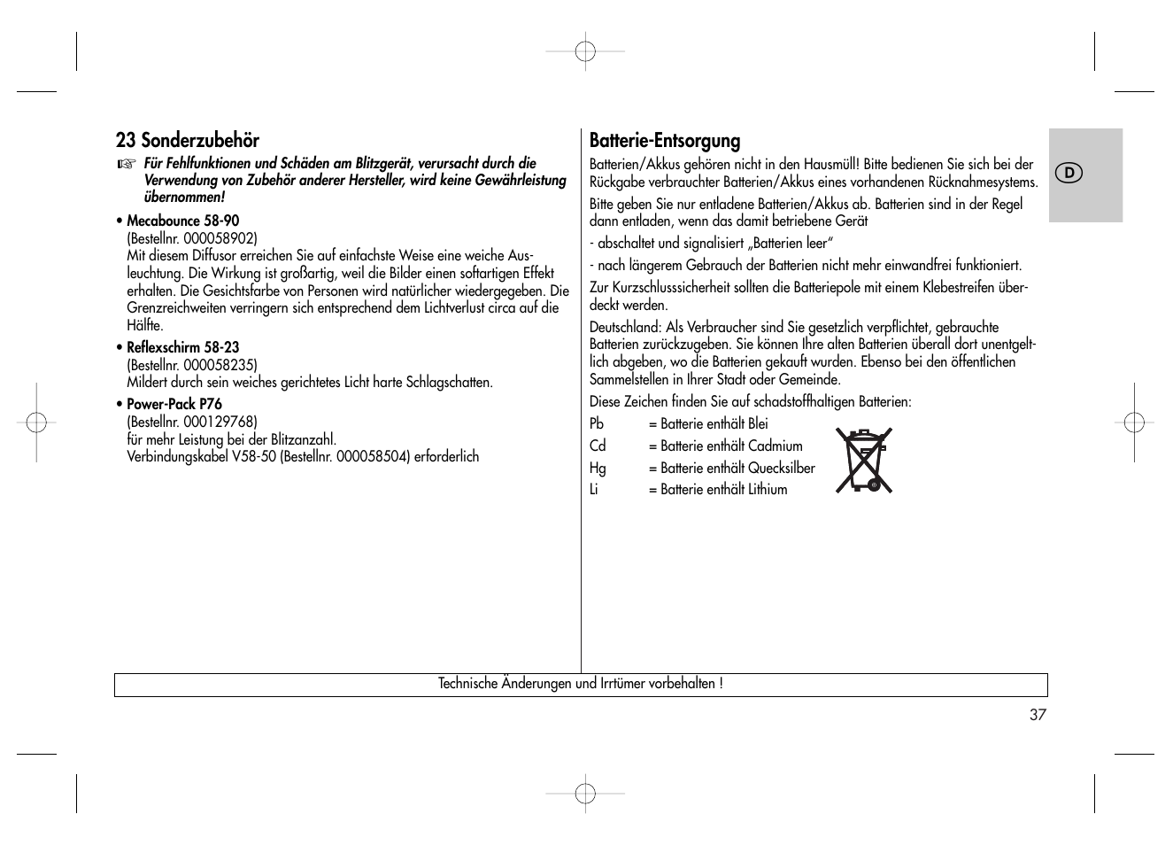 Metz MECABLITZ 58 AF-2 digital Canon User Manual | Page 37 / 230