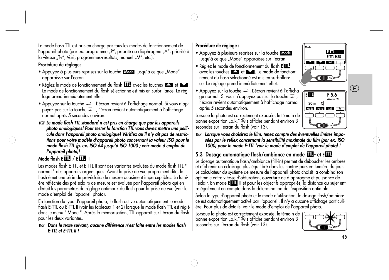 Metz MECABLITZ 58 AF-2 digital Canon User Manual | Page 45 / 230