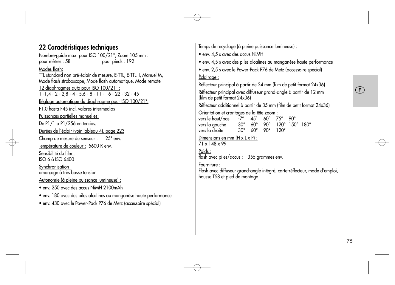 Metz MECABLITZ 58 AF-2 digital Canon User Manual | Page 75 / 230