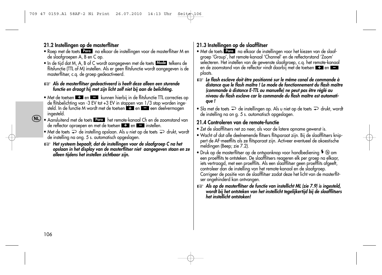 Metz MECABLITZ 58 AF-2 digital Nikon User Manual | Page 106 / 230