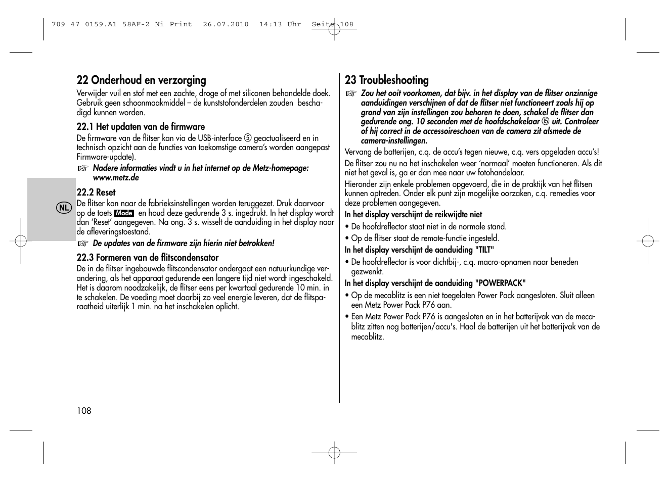 Metz MECABLITZ 58 AF-2 digital Nikon User Manual | Page 108 / 230