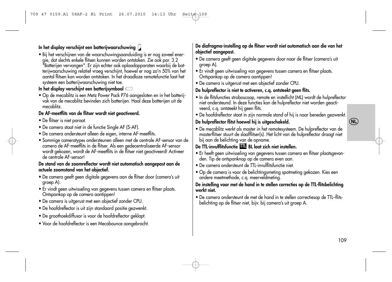 Metz MECABLITZ 58 AF-2 digital Nikon User Manual | Page 109 / 230