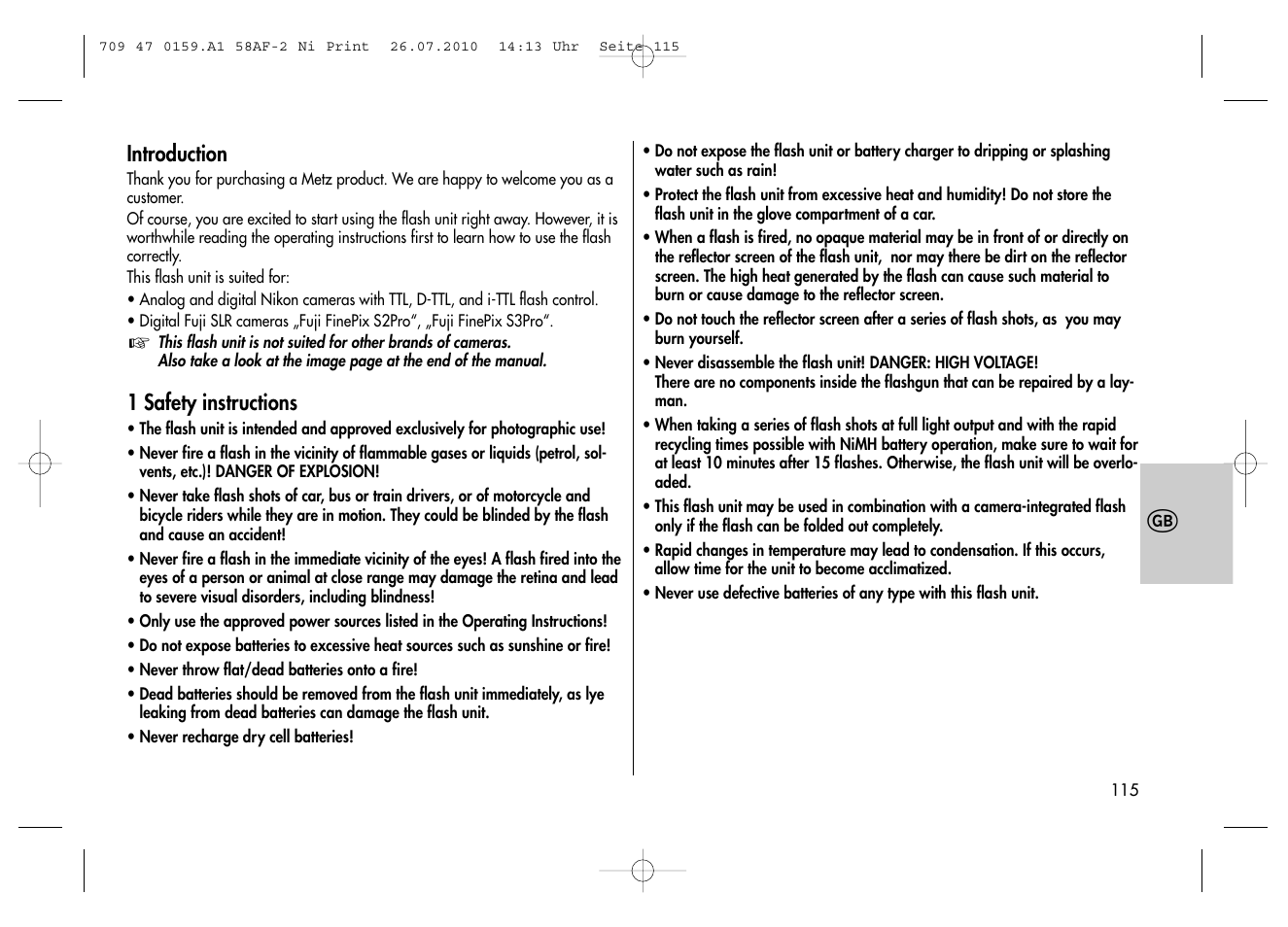 Metz MECABLITZ 58 AF-2 digital Nikon User Manual | Page 115 / 230