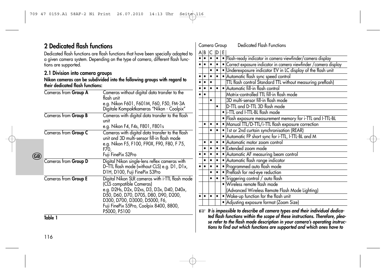 2 dedicated flash functions | Metz MECABLITZ 58 AF-2 digital Nikon User Manual | Page 116 / 230