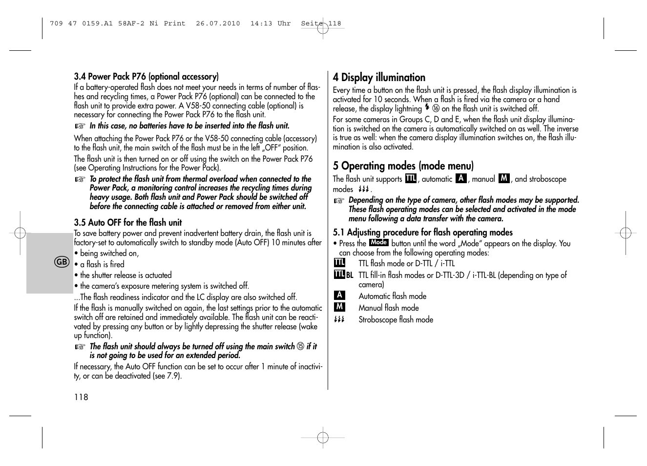 Metz MECABLITZ 58 AF-2 digital Nikon User Manual | Page 118 / 230