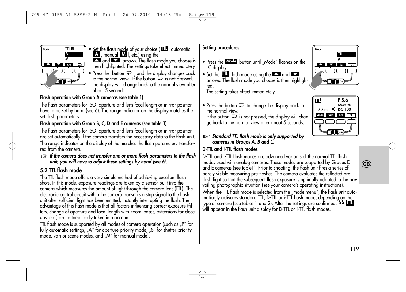 Metz MECABLITZ 58 AF-2 digital Nikon User Manual | Page 119 / 230