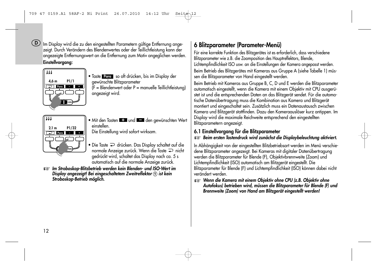 Metz MECABLITZ 58 AF-2 digital Nikon User Manual | Page 12 / 230