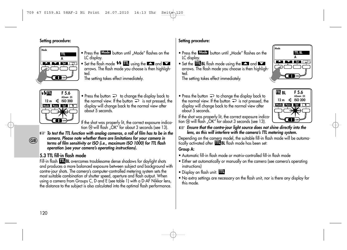 Metz MECABLITZ 58 AF-2 digital Nikon User Manual | Page 120 / 230