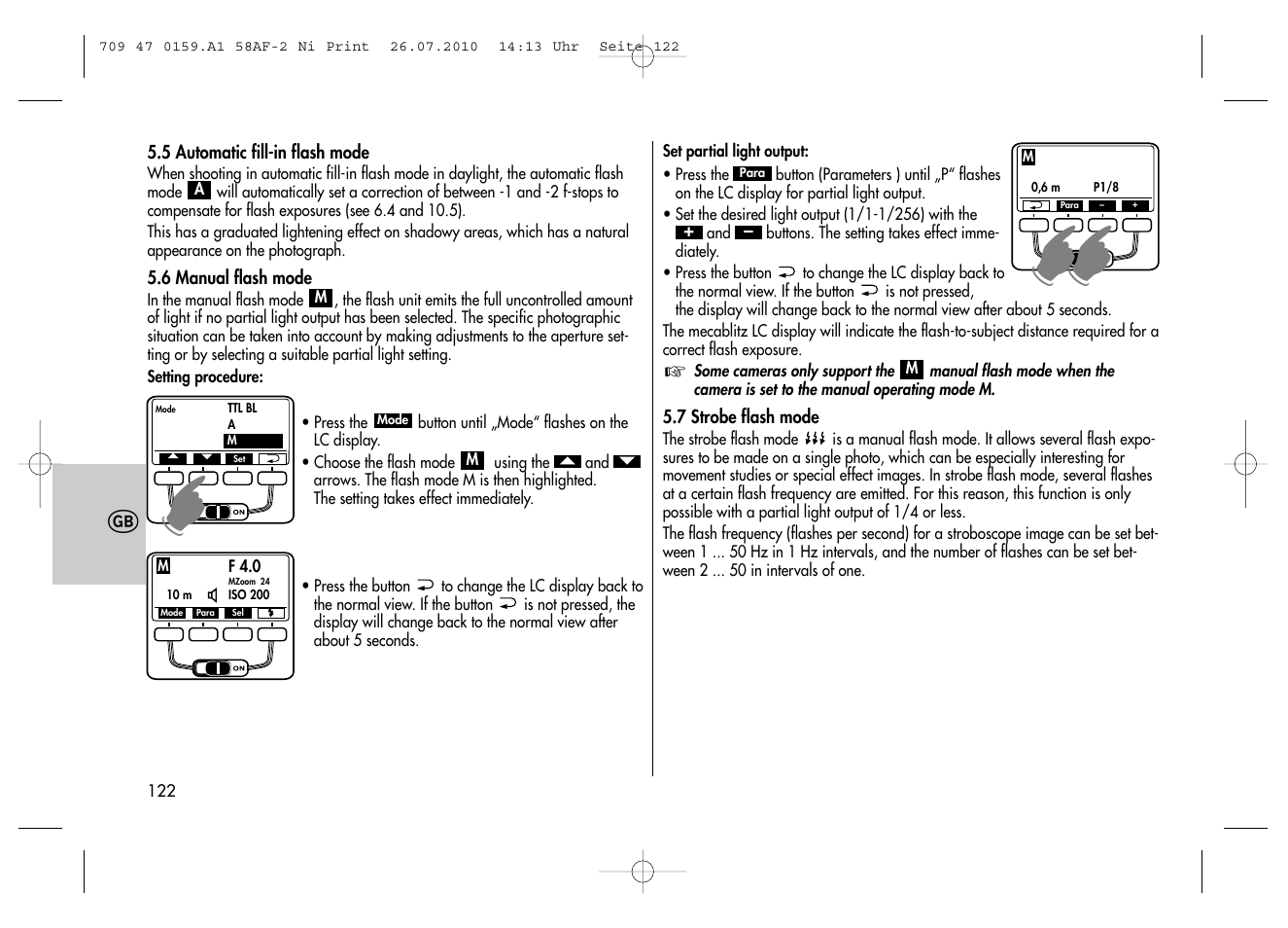 Metz MECABLITZ 58 AF-2 digital Nikon User Manual | Page 122 / 230