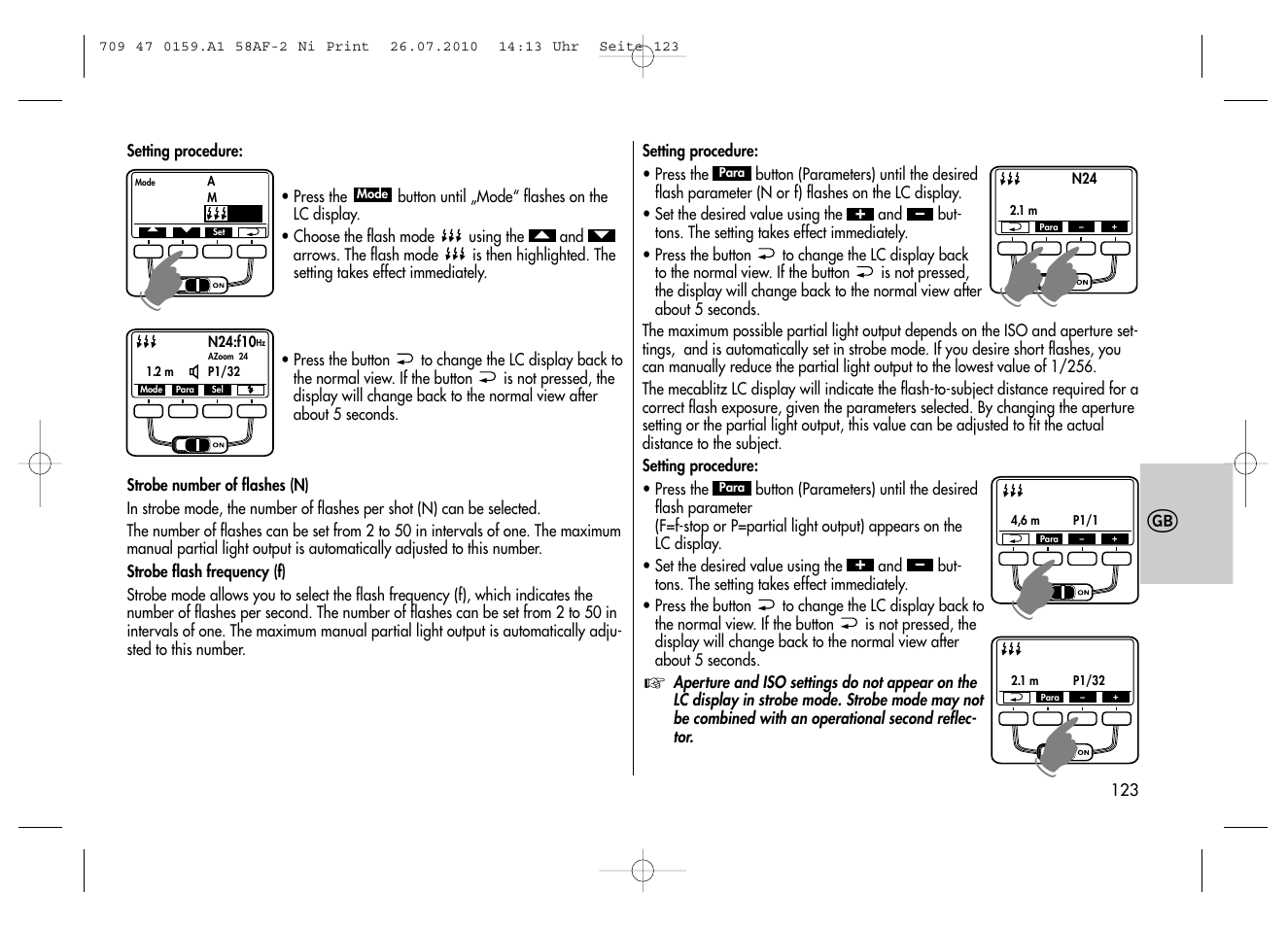 Metz MECABLITZ 58 AF-2 digital Nikon User Manual | Page 123 / 230