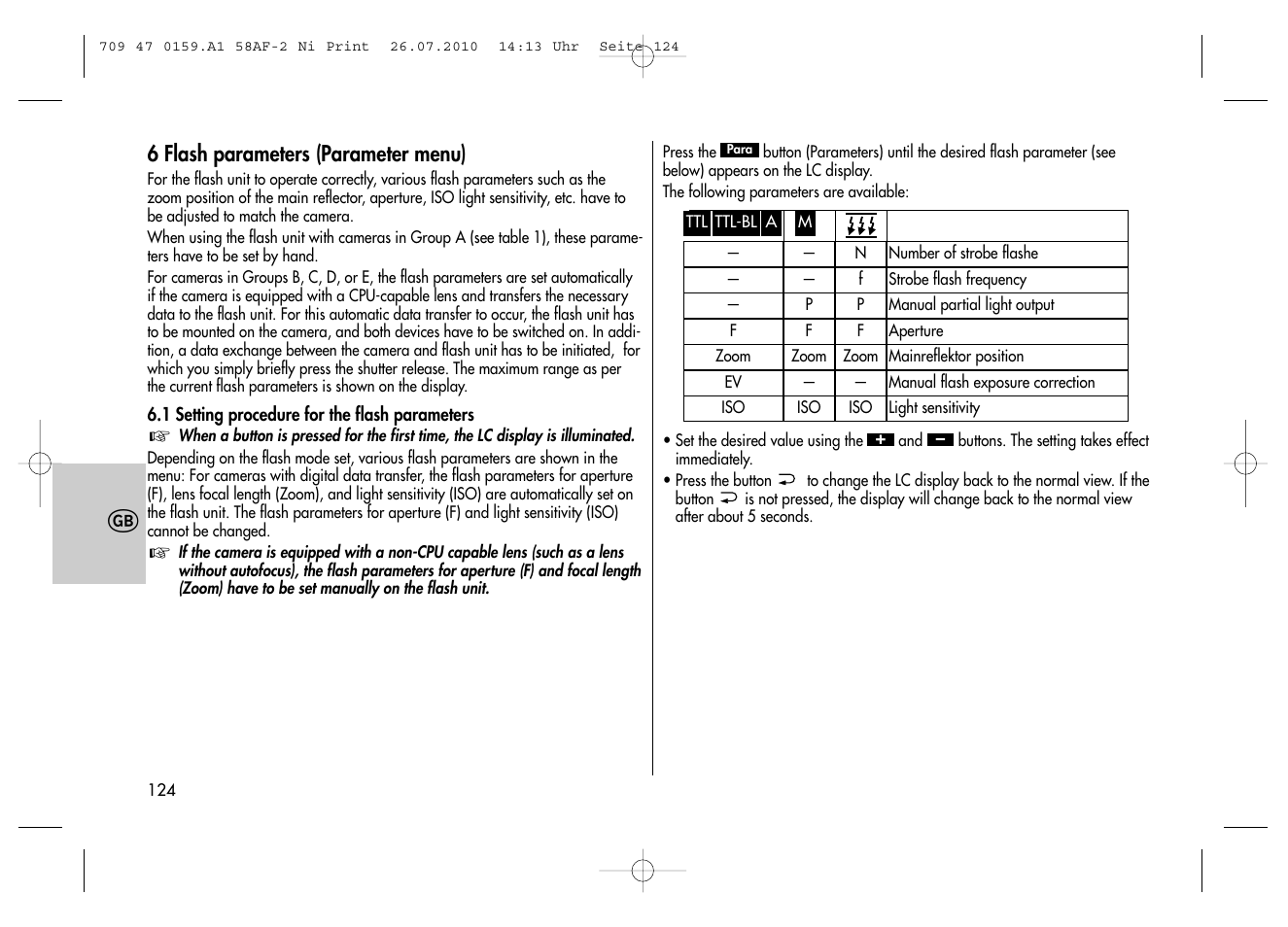 Metz MECABLITZ 58 AF-2 digital Nikon User Manual | Page 124 / 230