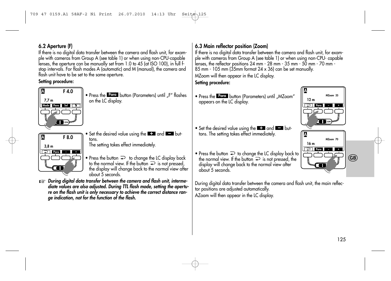 Metz MECABLITZ 58 AF-2 digital Nikon User Manual | Page 125 / 230