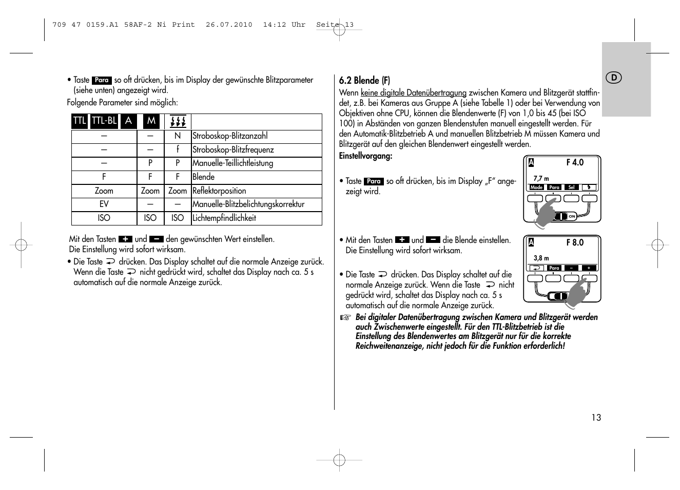 Metz MECABLITZ 58 AF-2 digital Nikon User Manual | Page 13 / 230
