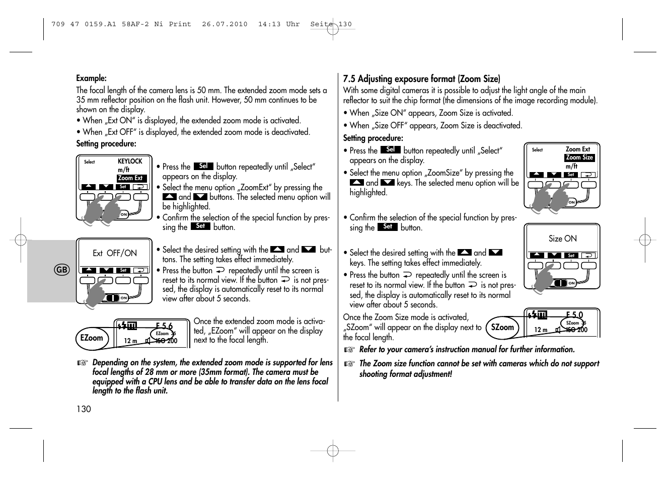 Metz MECABLITZ 58 AF-2 digital Nikon User Manual | Page 130 / 230