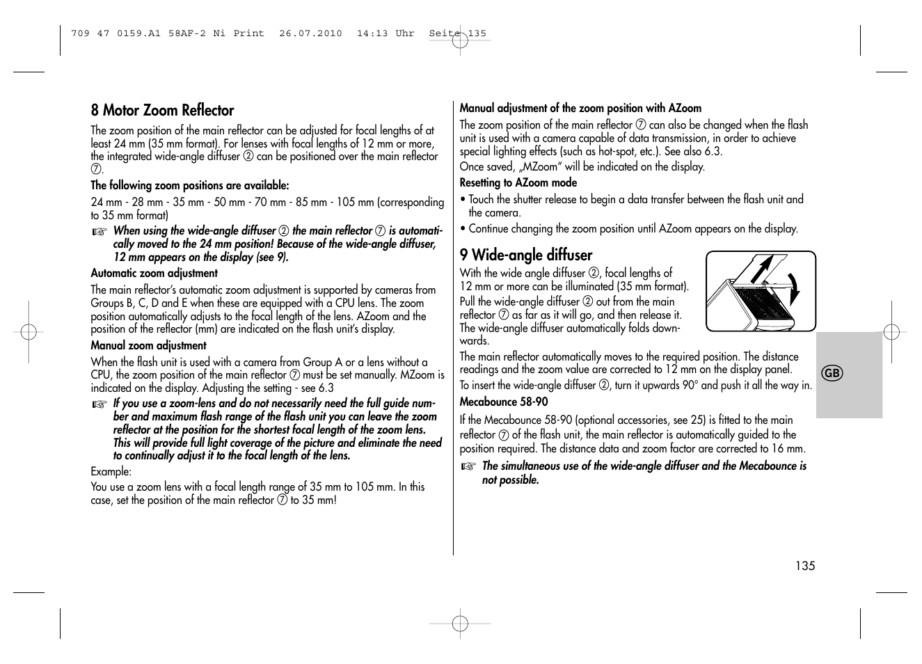 Metz MECABLITZ 58 AF-2 digital Nikon User Manual | Page 135 / 230