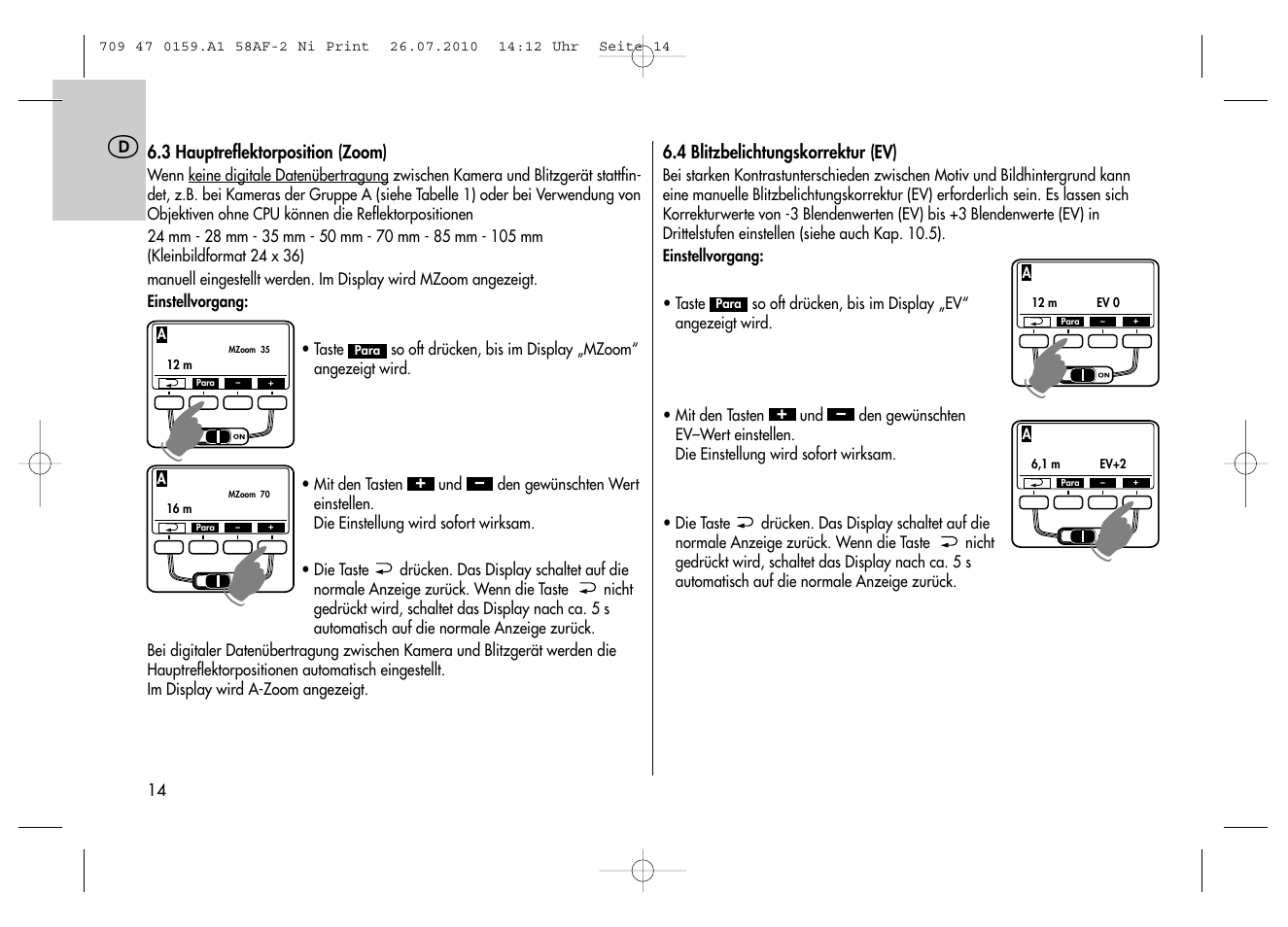 Metz MECABLITZ 58 AF-2 digital Nikon User Manual | Page 14 / 230