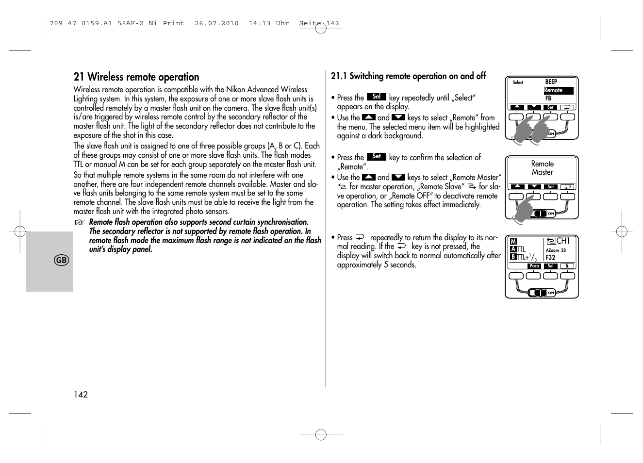 Metz MECABLITZ 58 AF-2 digital Nikon User Manual | Page 142 / 230