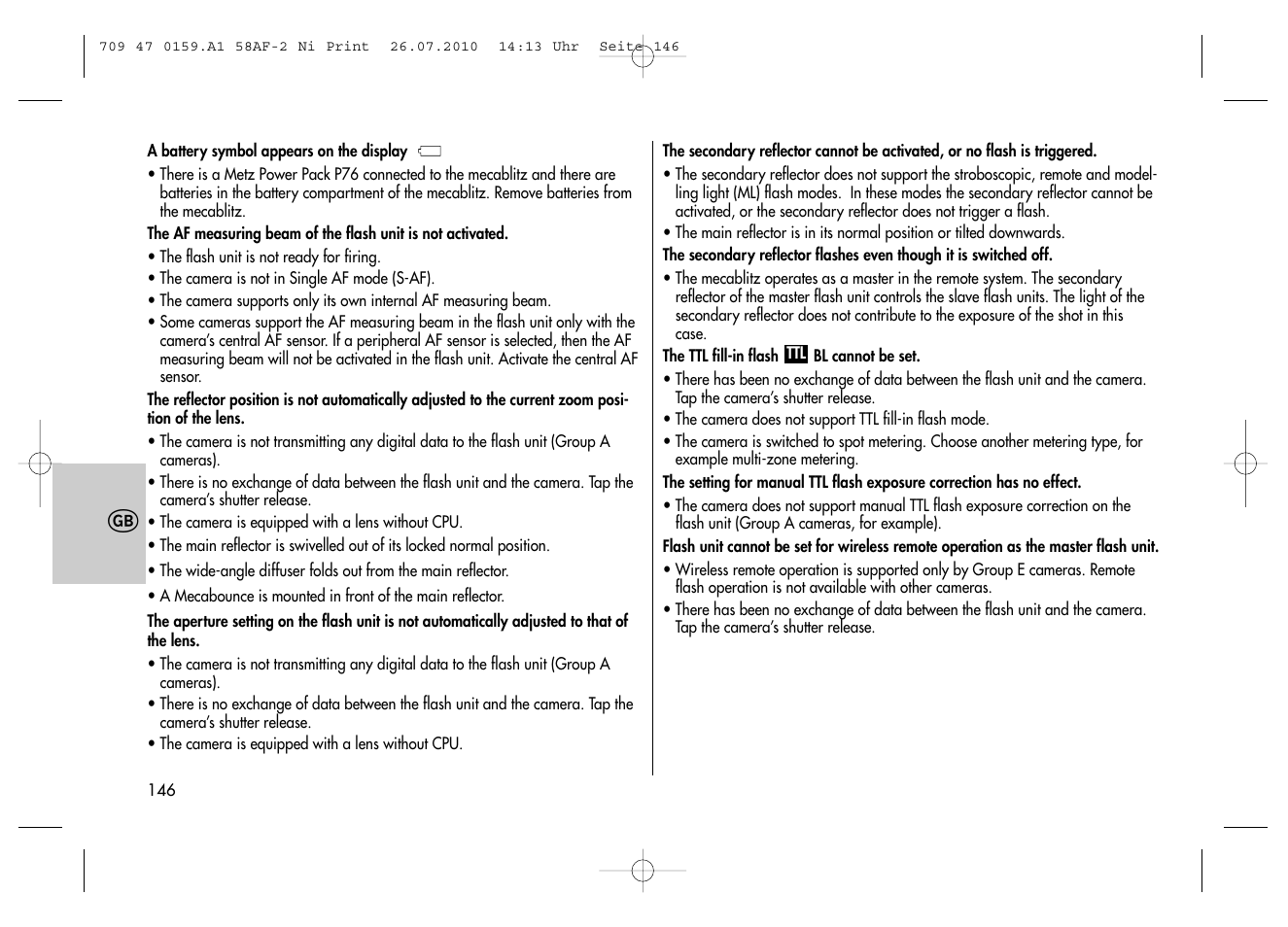 Metz MECABLITZ 58 AF-2 digital Nikon User Manual | Page 146 / 230