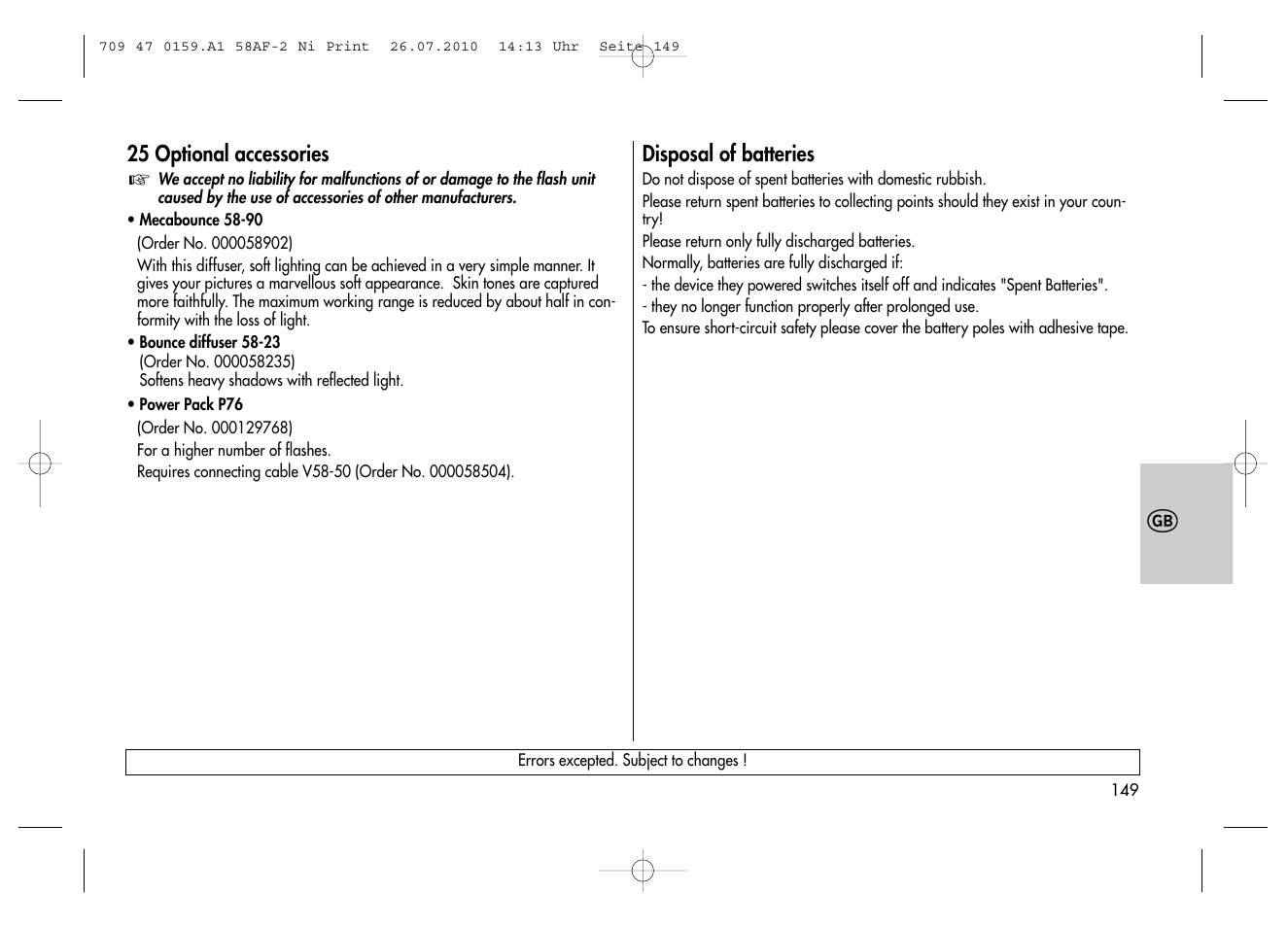 Metz MECABLITZ 58 AF-2 digital Nikon User Manual | Page 149 / 230