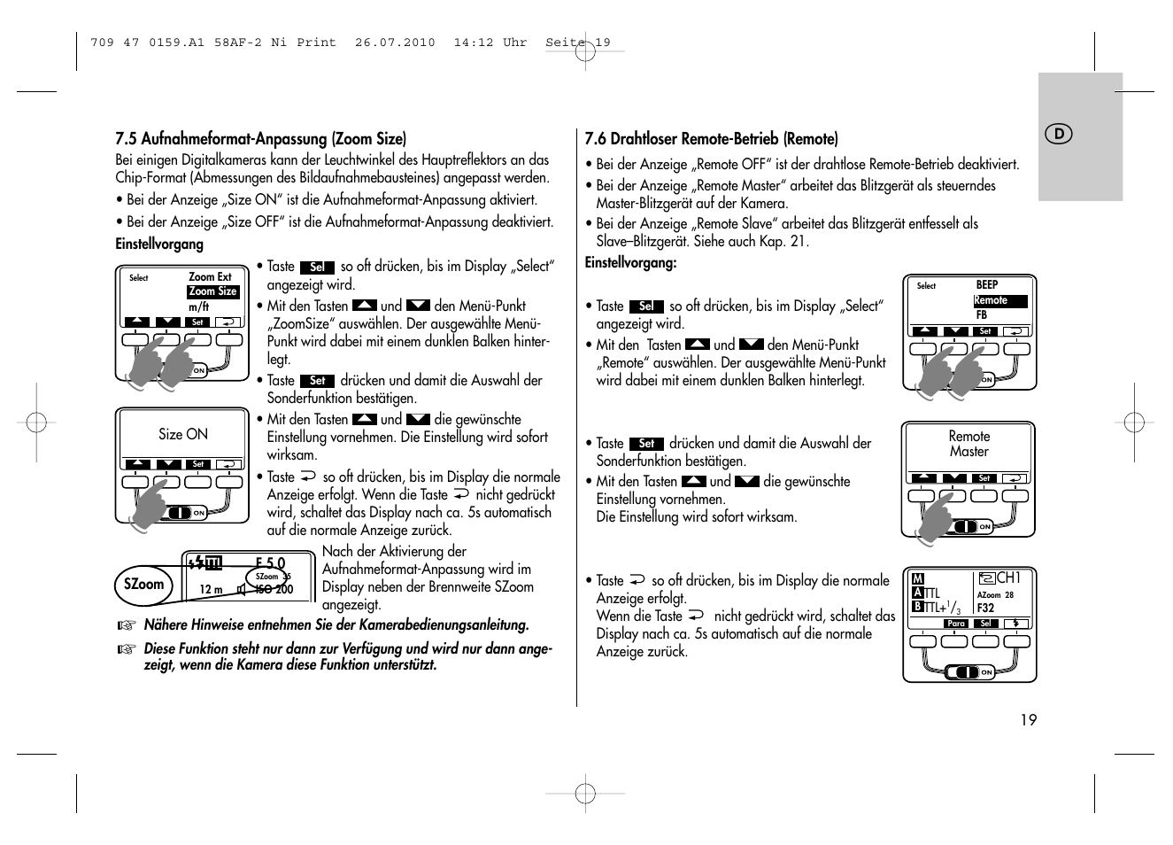 Metz MECABLITZ 58 AF-2 digital Nikon User Manual | Page 19 / 230