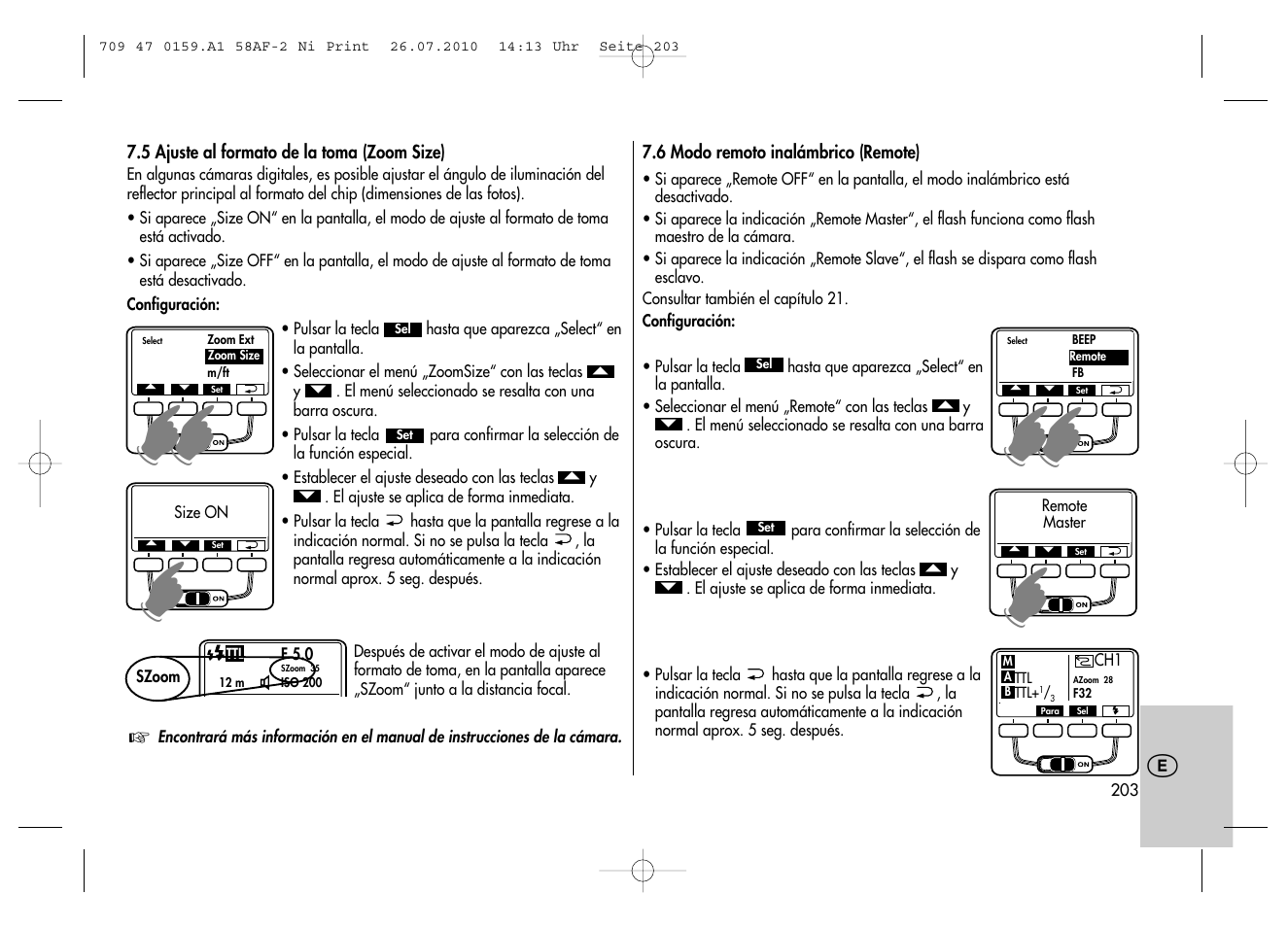 Metz MECABLITZ 58 AF-2 digital Nikon User Manual | Page 203 / 230