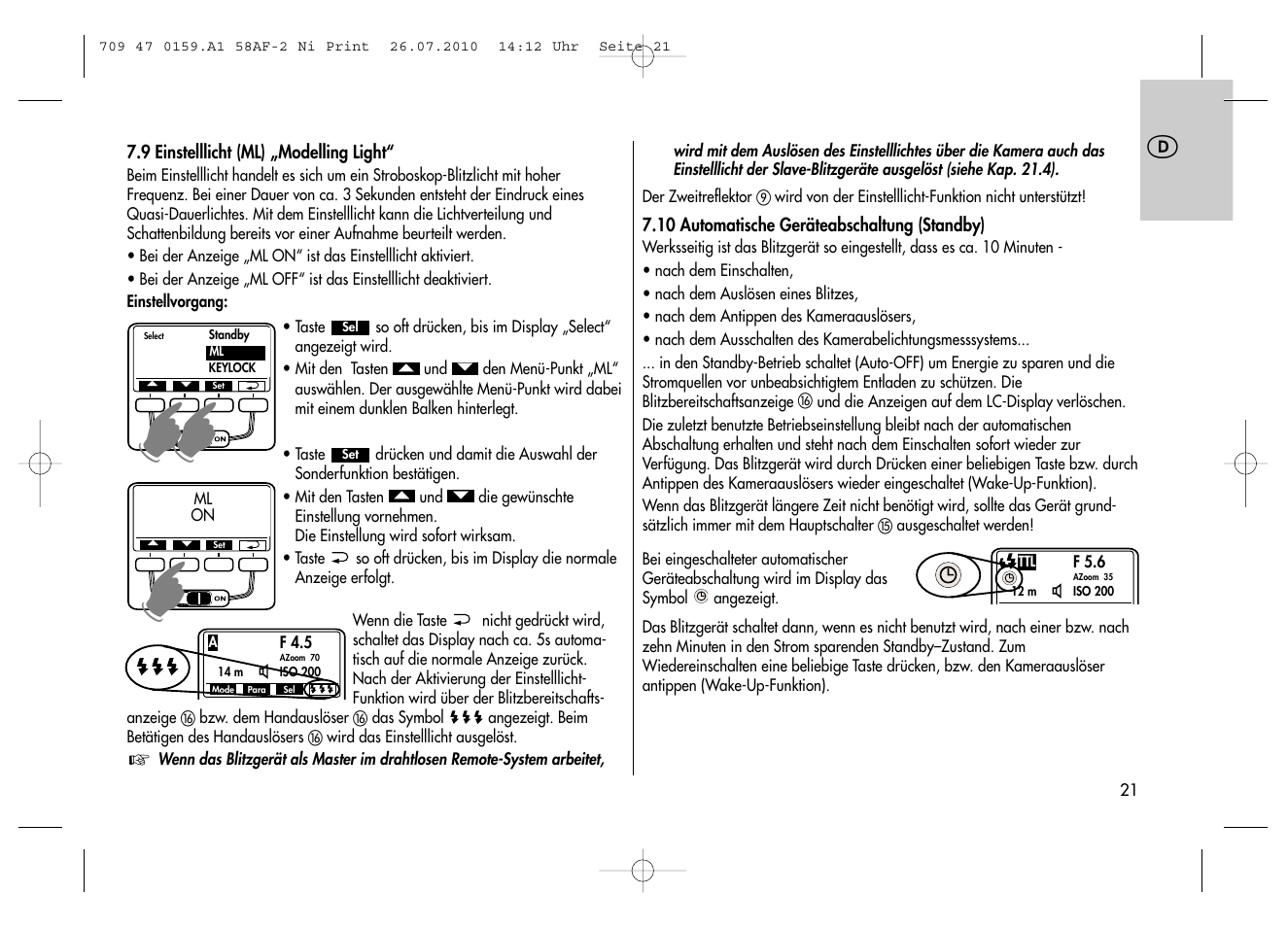 Metz MECABLITZ 58 AF-2 digital Nikon User Manual | Page 21 / 230