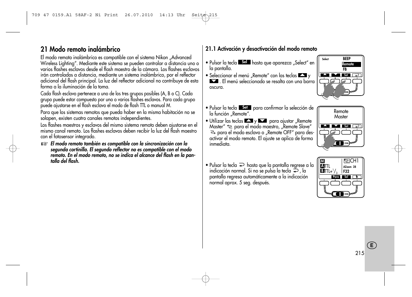 Metz MECABLITZ 58 AF-2 digital Nikon User Manual | Page 215 / 230