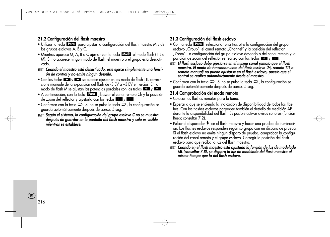 Metz MECABLITZ 58 AF-2 digital Nikon User Manual | Page 216 / 230